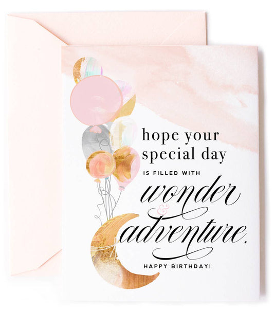 Wonder and Adventure - Inspirational Balloon Birthday Card