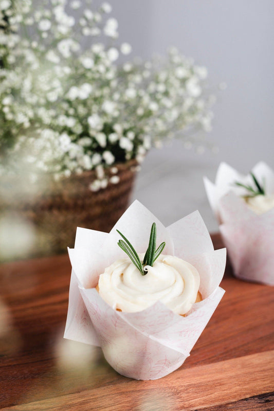 Tulip Cupcake Liners - Ferns of Blush, a print of dainty blush ferns - 100 Liners