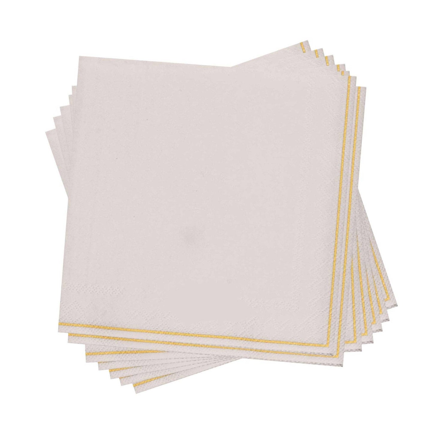 Linen with Gold Stripe Paper Napkins - Cocktail