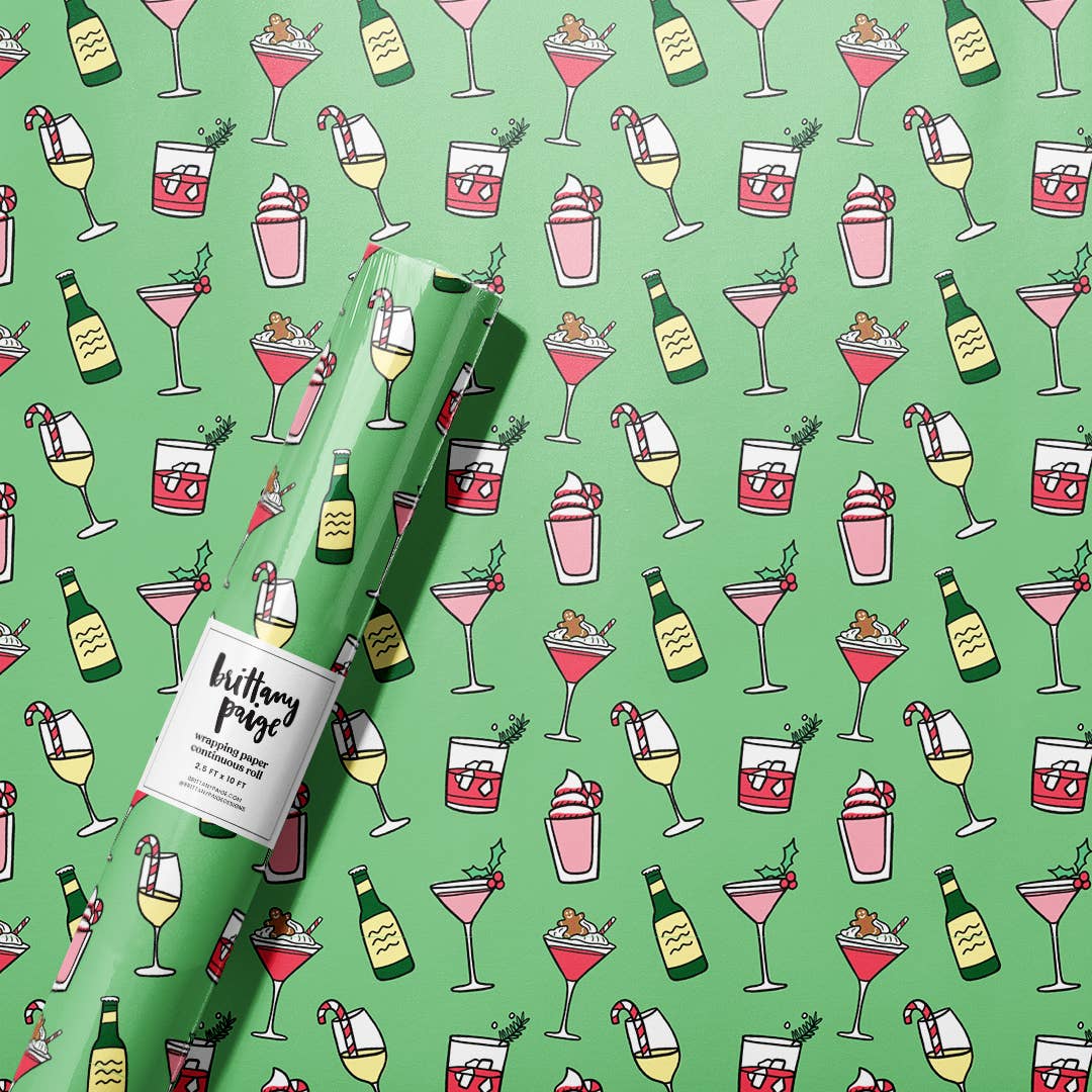 Holiday Cocktail Drinks Wrapping Paper