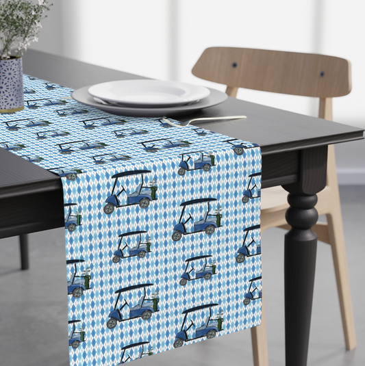 Golf Cart Argyle Paper Table Runner