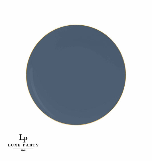 Round Slate • Gold Plastic Plates | 10 Pack - 10.25"