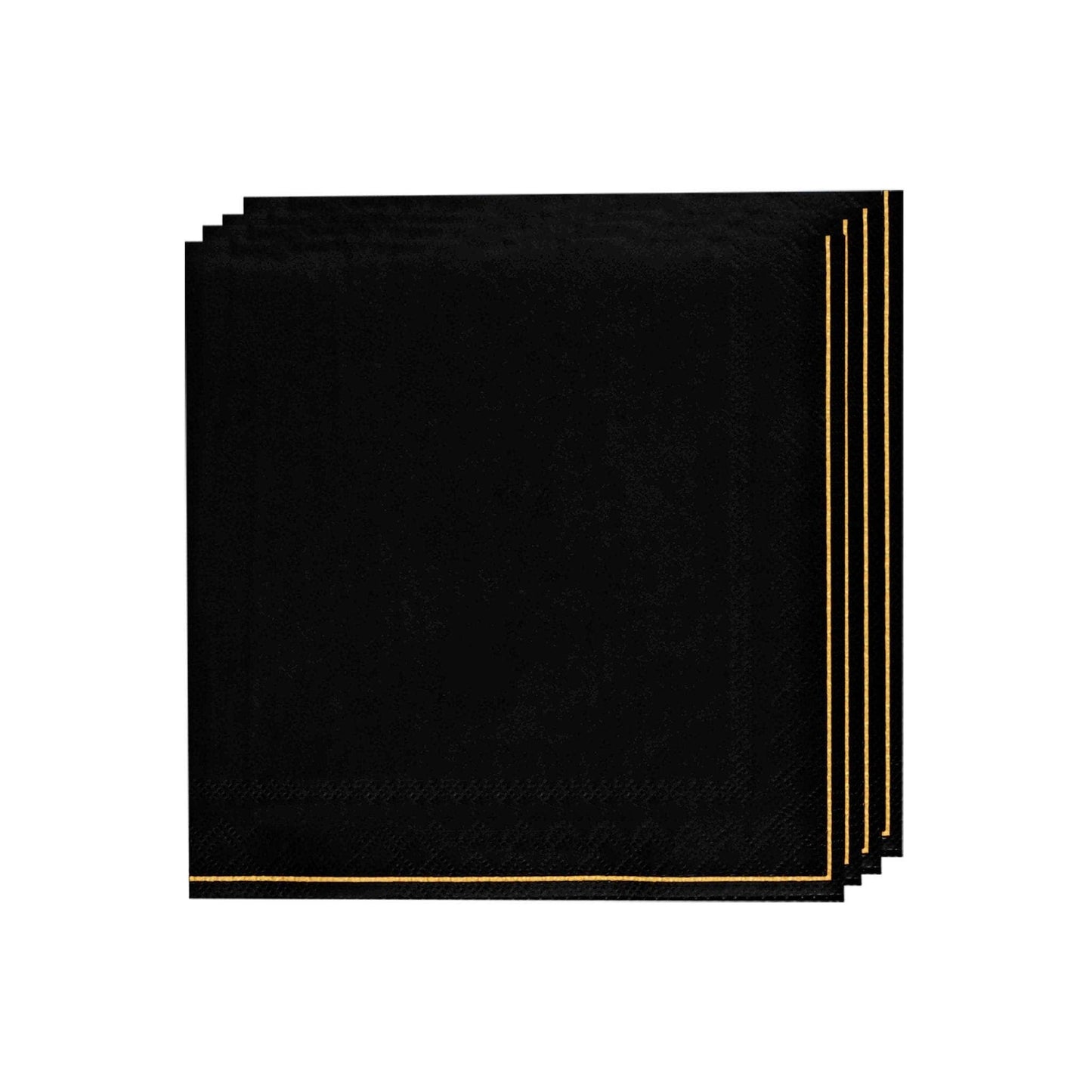 Black with Gold Stripe Paper Napkins