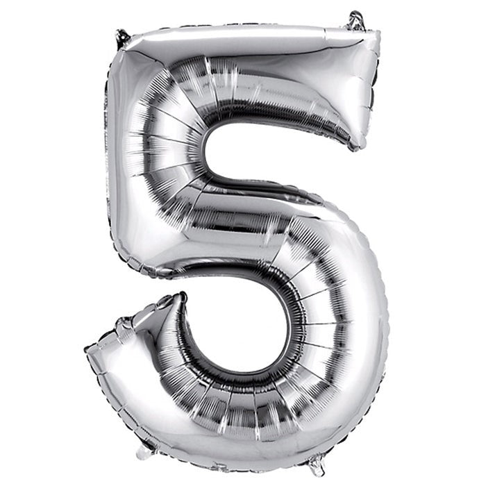 Silver Foil Number 5 balloon 40"