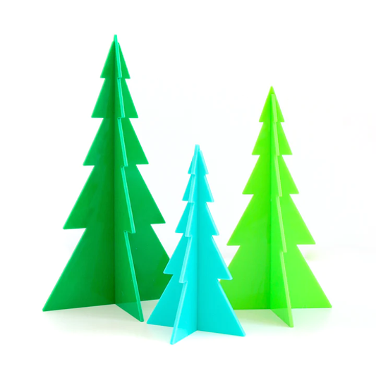 Green and Blue Acrylic Tree Set - Decor