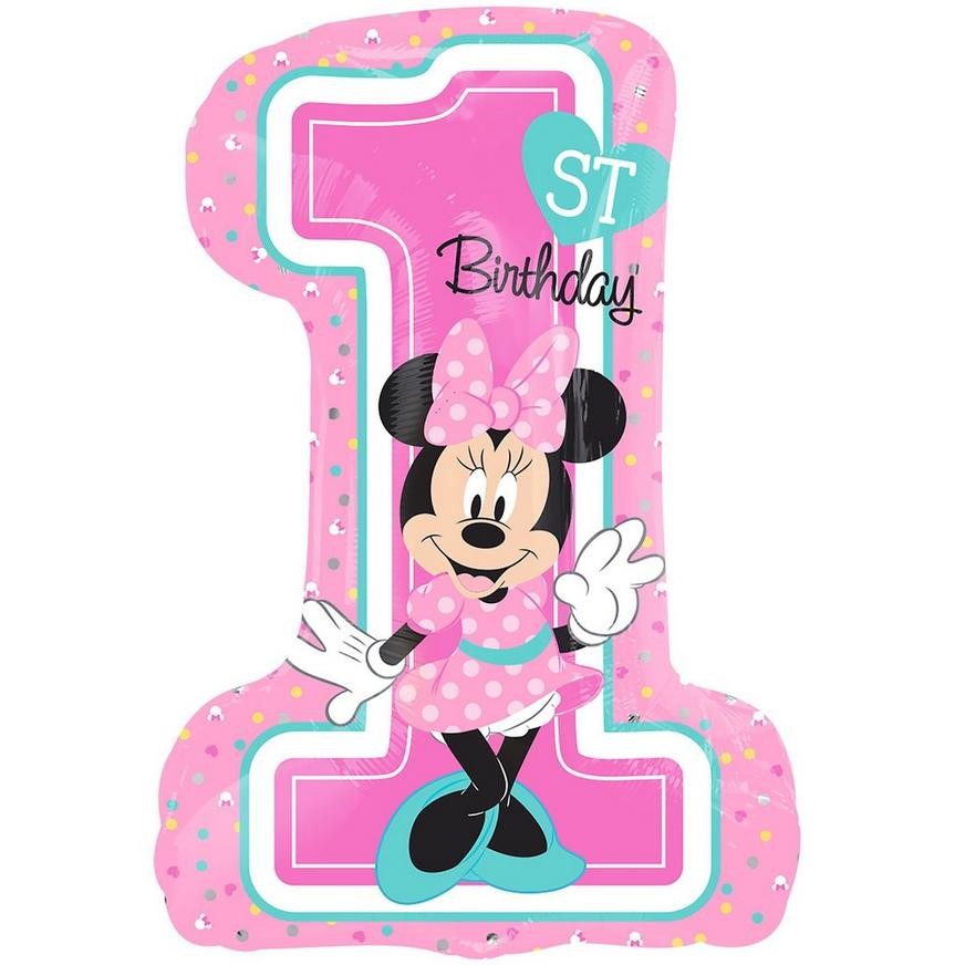 28"A Minnie Mouse, Happy Birthday 1st - Mylar Balloon