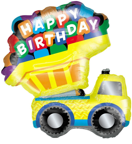 Dump Truck Happy Birthday Mylar Balloon 33"