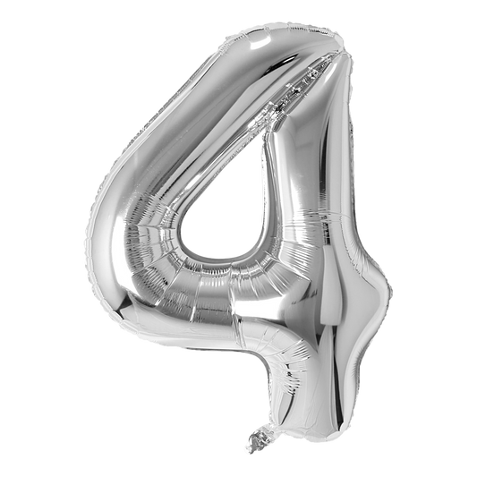 Silver Foil Number 4 balloon 40"