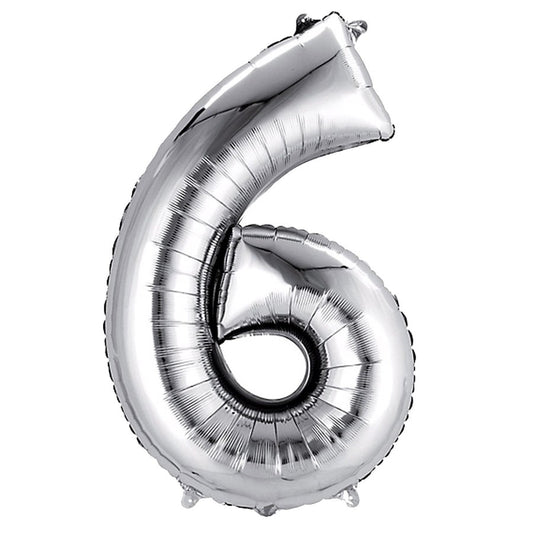 Silver Foil Number 6 balloon 40"