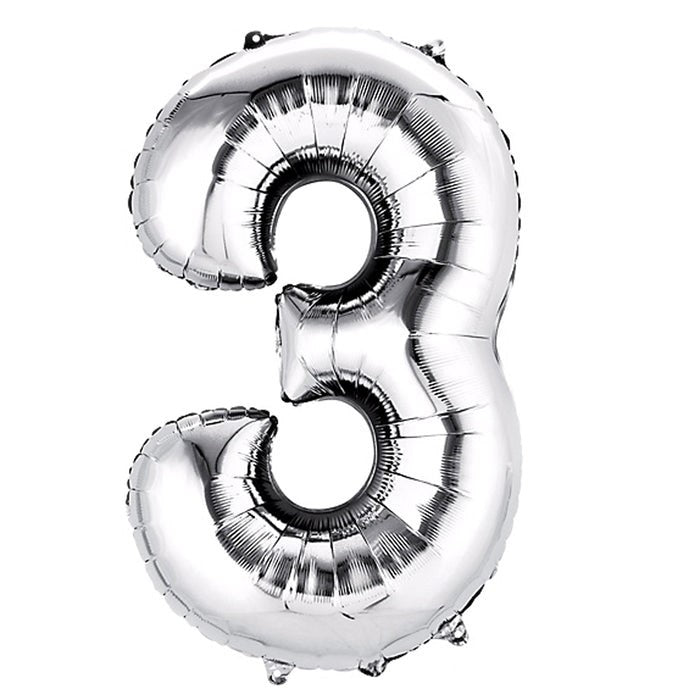 Silver Foil Number 3 balloon 40"