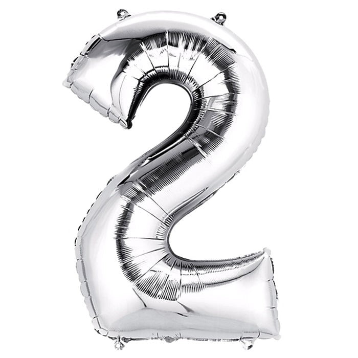 Silver Foil Number 2 balloon 40"