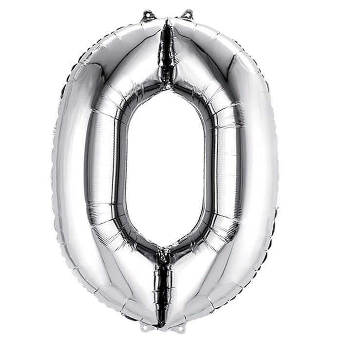 Silver Foil Number 0 balloon 40"